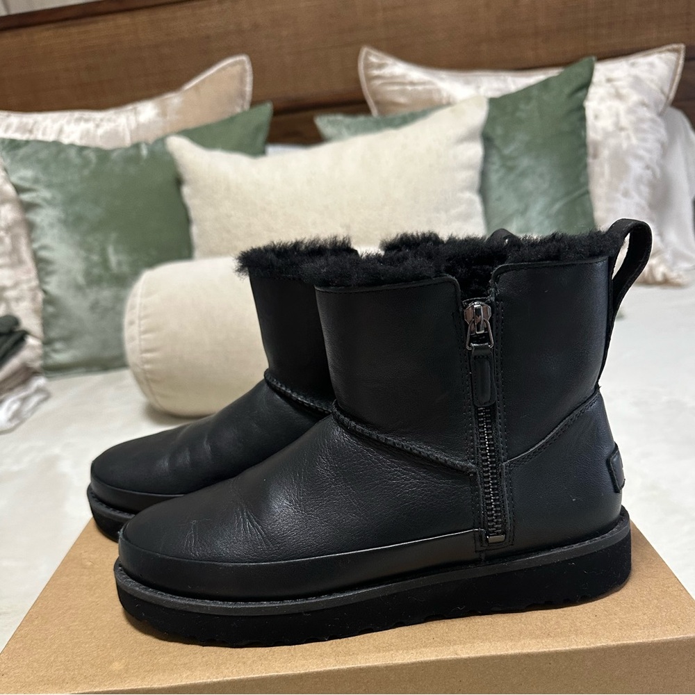 UGG Black Classic Zip Mini Boots